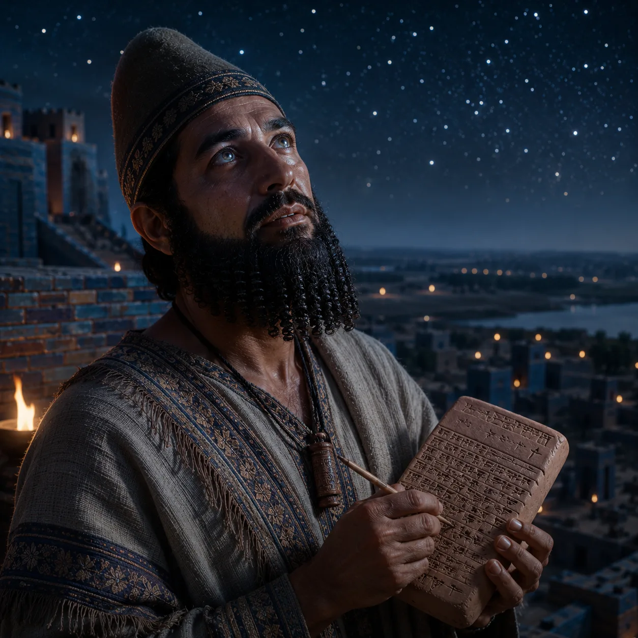 Ancient scholar under the stars