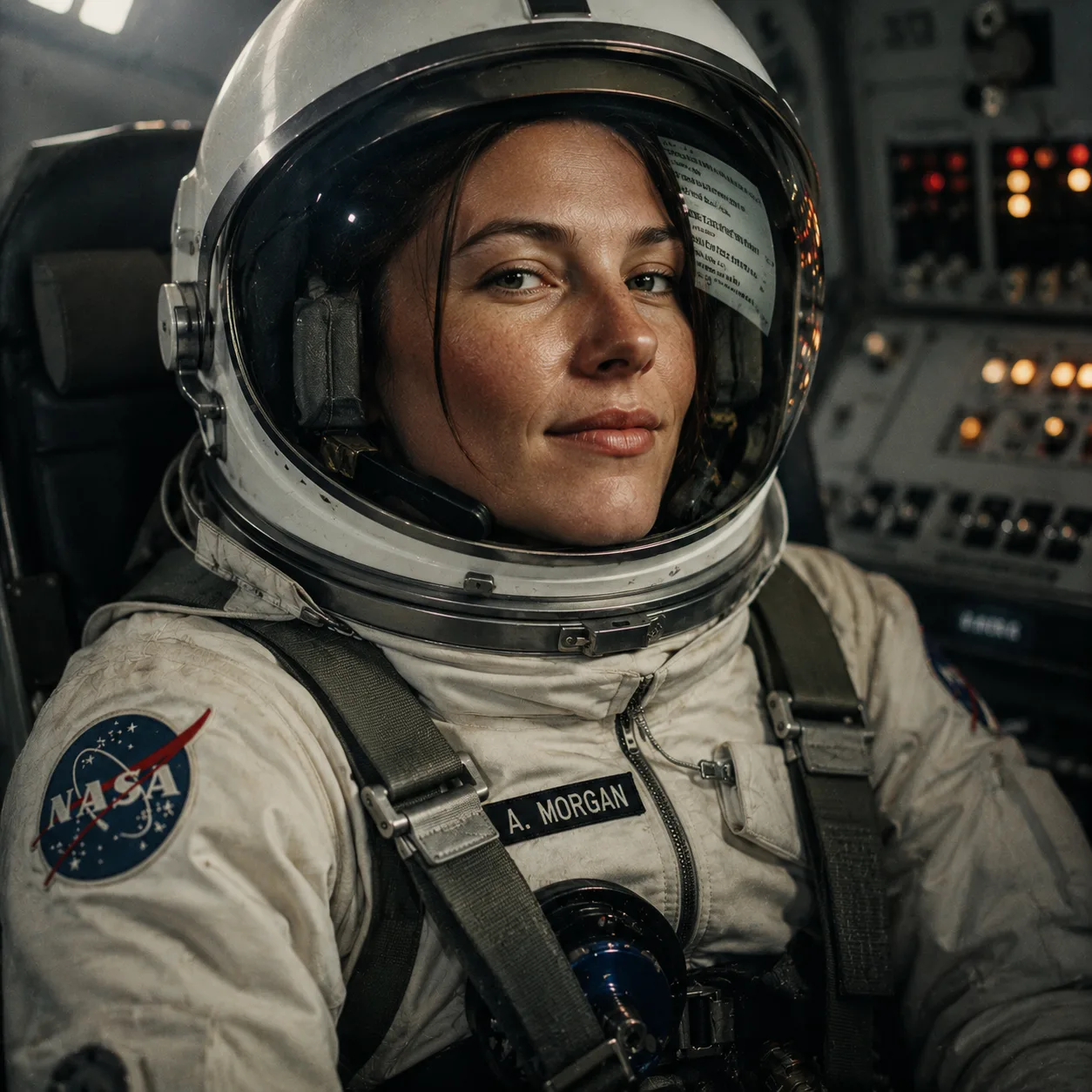 Astronaut in the capsule cockpit
