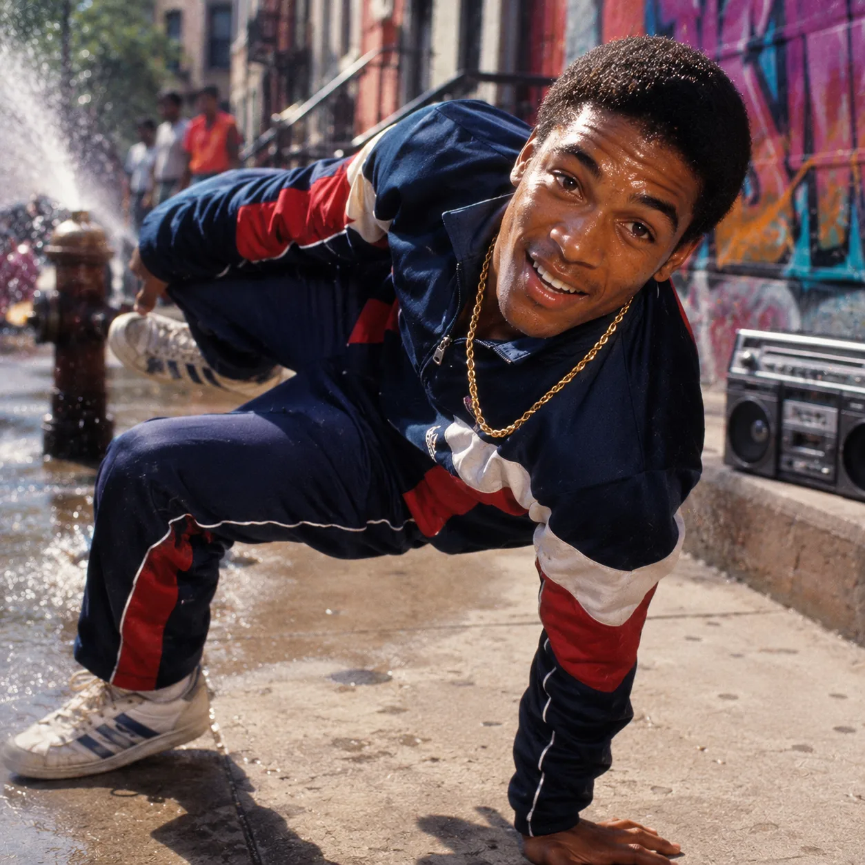 Breakdancer on a city street corner