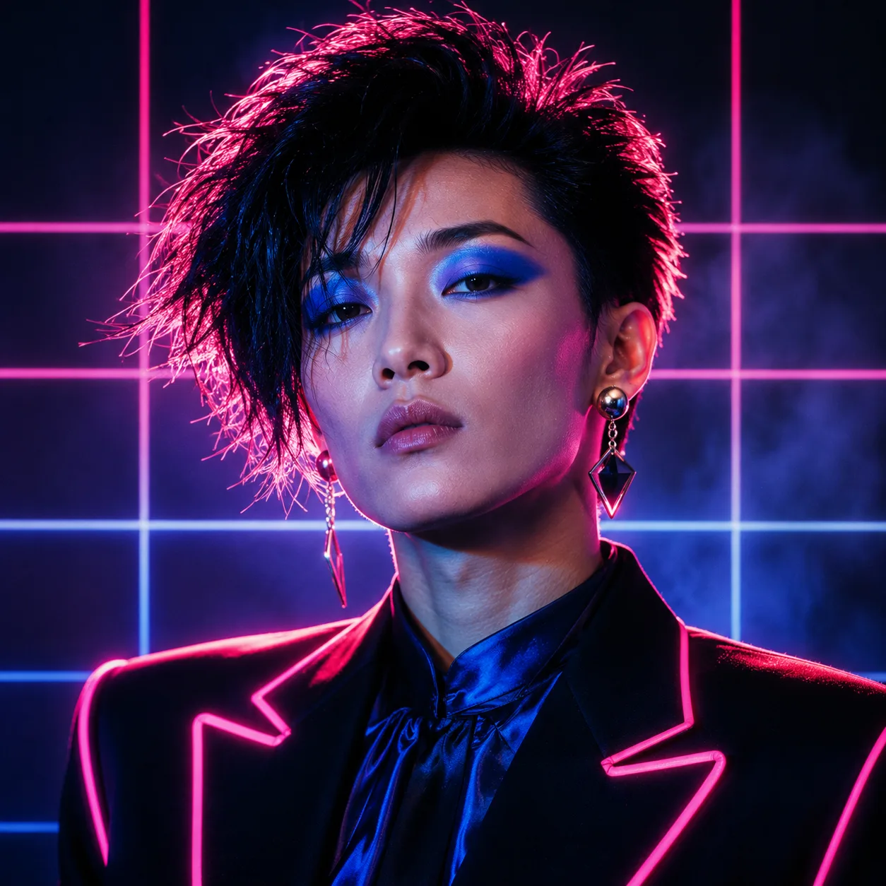 Neon synthwave portrait