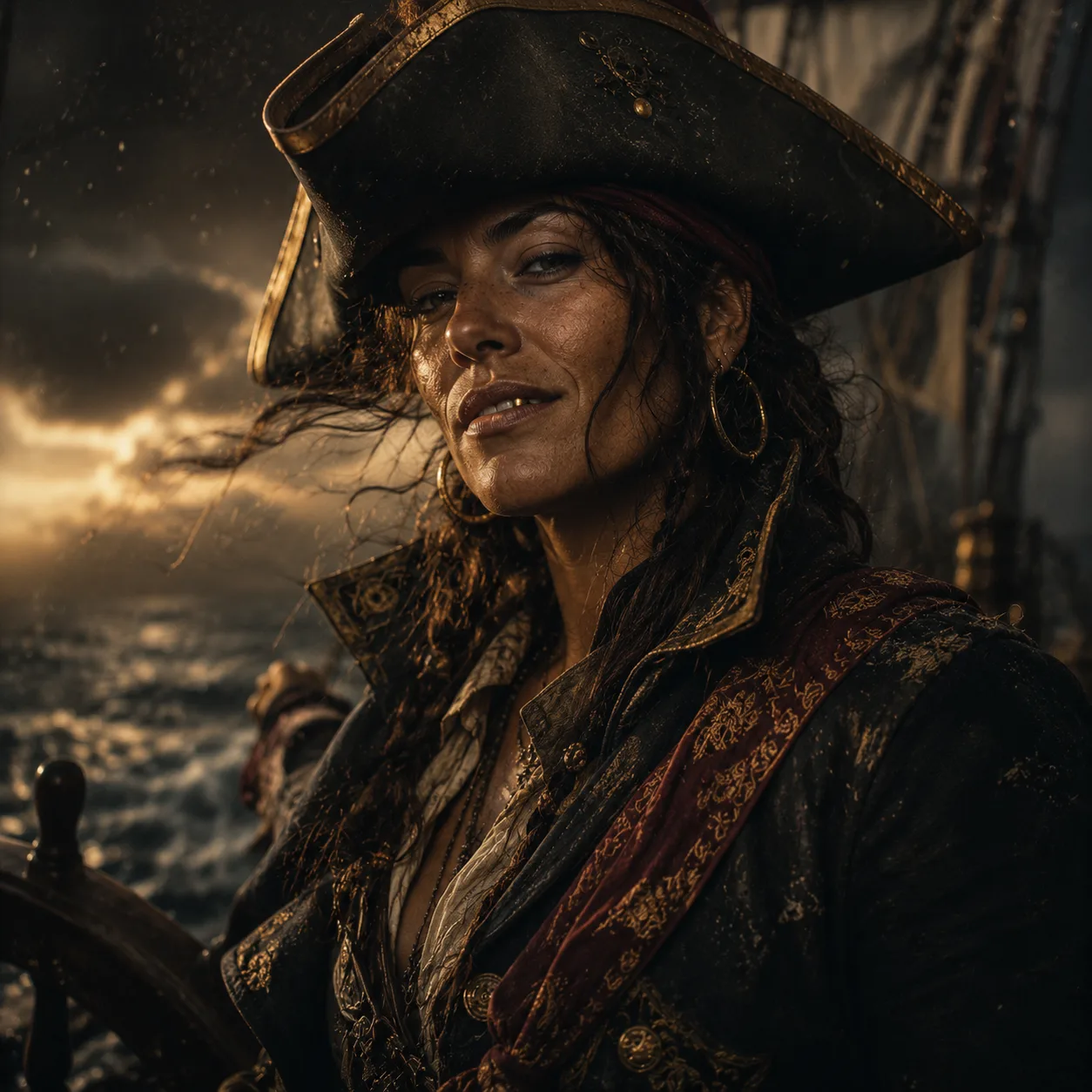 Pirate captain in golden light