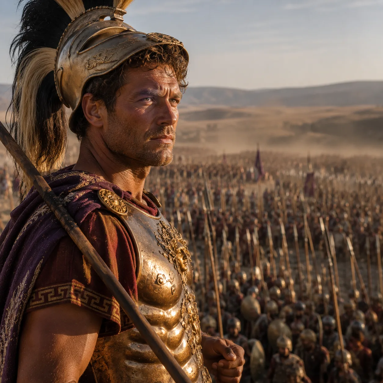Warrior leader in golden light