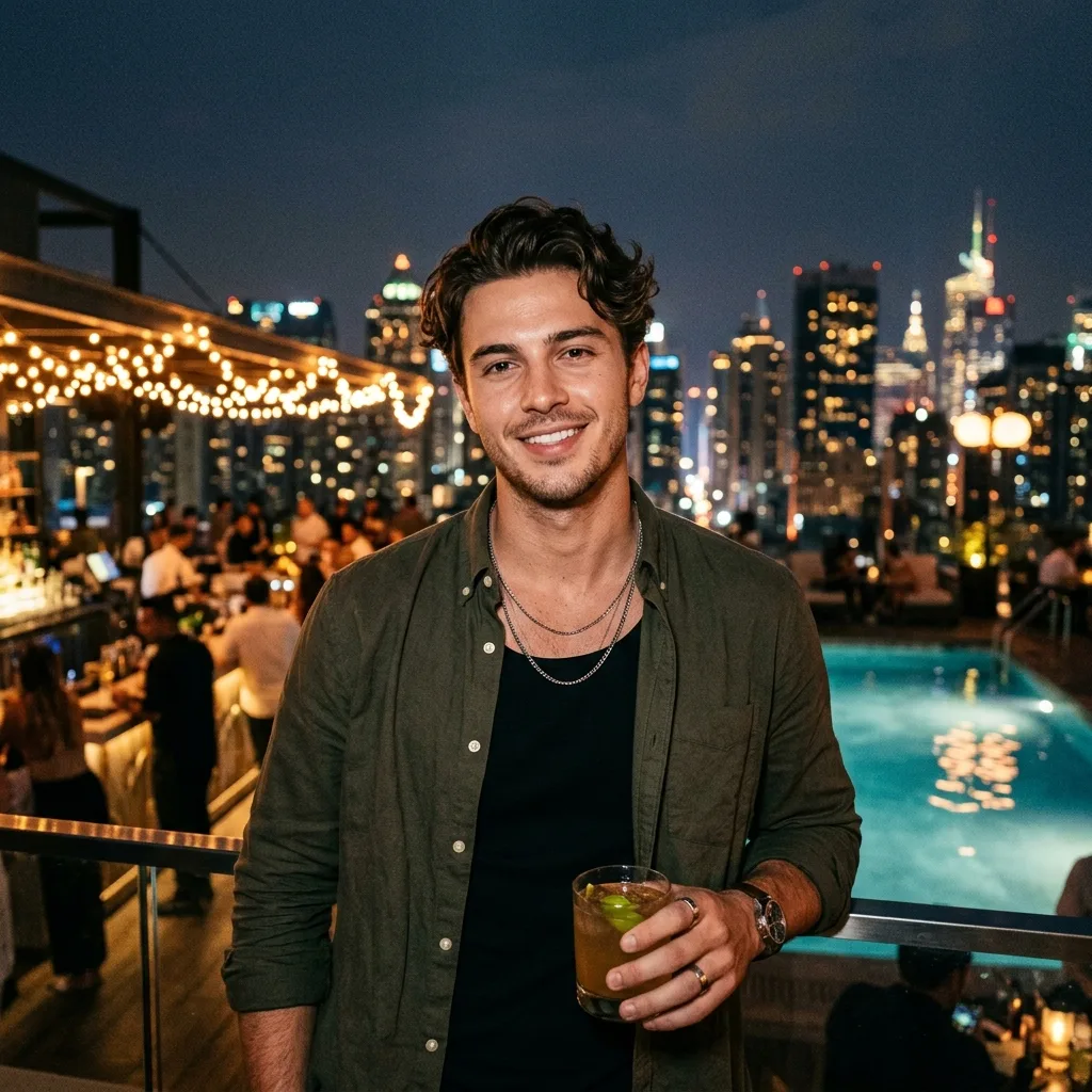Rooftop Pool, Night