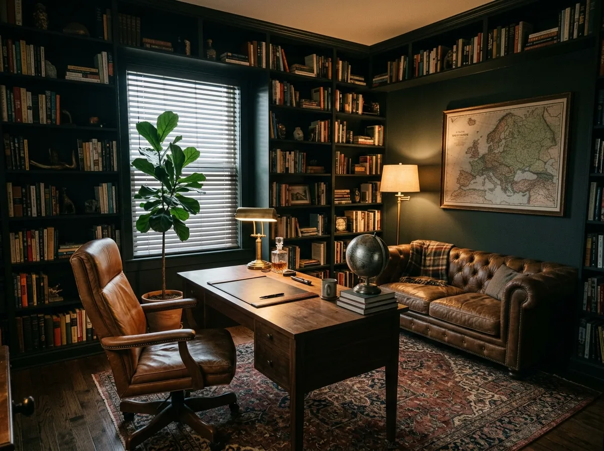 Dark Moody Home Office