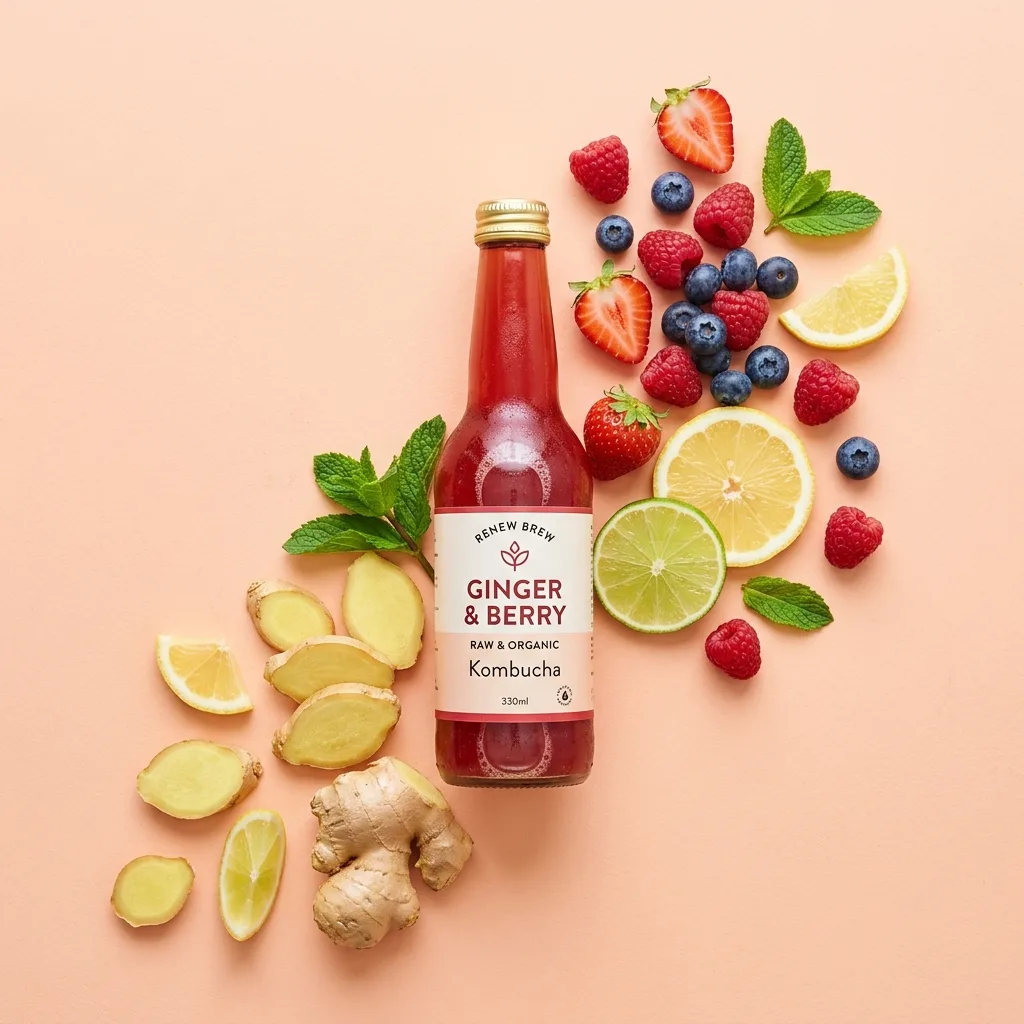 Kombucha, Ingredient Flat-Lay