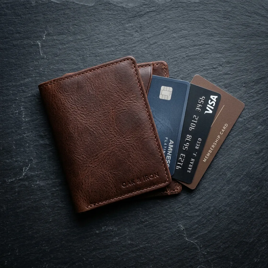 Leather Wallet, Flat-Lay