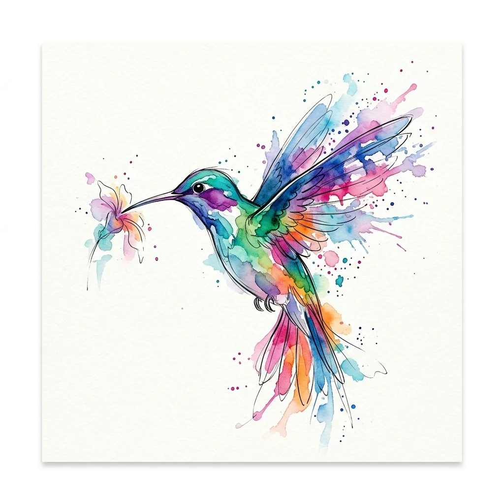 Watercolor Hummingbird